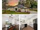 A split-screen view of home exterior, dining area and kitchen, showcasing the home's inviting atmosphere at 14701 Timucua Pl, Clermont, FL 34711