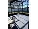 The screened patio features ample space and backyard access at 2150 White Dahlia Dr, Apopka, FL 32712