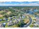 Lovely aerial view of a planned community on a golf course with a serene lake under blue skies and fluffy white clouds at 8 Diamond Club Rd, Ocala, FL 34472
