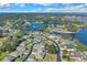 Aerial view of a charming neighborhood featuring a scenic lake at 8 Diamond Club Rd, Ocala, FL 34472