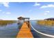 Private dock with covered seating provides picturesque water access at 30303 Island Club Dr, Tavares, FL 32778