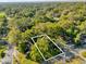 An aerial view of the lot surrounded by mature trees, marked by a white border at Tbd E Jackson Ave, Mount Dora, FL 32757