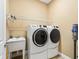 Convenient laundry room with washer, dryer, and utility sink at 10994 Se 168Th Loop, Summerfield, FL 34491