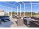 Relaxing screened patio with hot tub and outdoor seating at 1639 Campos Dr, The Villages, FL 32162