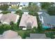 Aerial view of house showcasing backyard, screened patio, and pool at 1897 Caryle Ln, The Villages, FL 32162
