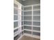 Spacious pantry with floor-to-ceiling white shelving for optimal storage and organization at 2437 Bay Lake Loop, Groveland, FL 34736