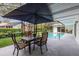 Relaxing screened lanai with a dining table and chairs, overlooking a refreshing private swimming pool at 1001 Michelle Ct, Tavares, FL 32778