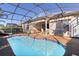 Refreshing pool with screened enclosure and lounge chairs at 11038 Se 170Th Lane Rd, Summerfield, FL 34491