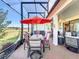 Relaxing screened patio with hot tub and outdoor furniture at 27103 Camerons Run, Leesburg, FL 34748