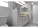 Clean bathroom with granite vanity and shower at 5622 King James Ave, Leesburg, FL 34748