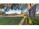 Landscaped backyard with lush greenery and serene golf course view at 8801 Village Green Blvd, Clermont, FL 34711