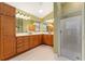 Large bathroom with double vanity, ample storage, and shower at 17112 Se 71St Lewisfield Ter, The Villages, FL 32162