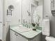 Well-lit bathroom with a vanity sink, mirror, and decorative plants at 2806 Salamanca St, The Villages, FL 32162
