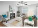 Cozy living room features a neutral color palette and comfortable seating at 2806 Salamanca St, The Villages, FL 32162
