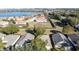 Aerial view of homes and community; showcasing landscape and lake at 3610 Rollingbrook St, Clermont, FL 34711