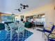 Spacious covered patio with seating area, ceiling fans, and view of the pool at 305 W Lady Lake Blvd, Lady Lake, FL 32159