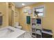 Clean bathroom with shower, toilet, and storage at 1319 Stowe Ave, Mount Dora, FL 32757