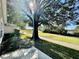 Landscaped backyard with a large tree and golf course view at 24947 Cranes Roost Cir, Leesburg, FL 34748