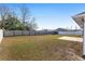 Large backyard with fenced perimeter and patio at 105 Juniper Run, Ocala, FL 34480