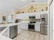 Modern kitchen featuring stainless steel appliances and white cabinetry at 12413 Se 176Th Loop, Summerfield, FL 34491