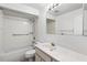 Clean bathroom with a shower/tub combo and vanity at 2941 Tangerine Ct, Leesburg, FL 34748