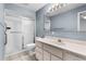 Clean bathroom with a shower/tub combo and vanity at 2941 Tangerine Ct, Leesburg, FL 34748