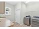 Well-lit laundry room with sink, modern washer, and dryer at 37008 Shalimar Dr, Fruitland Park, FL 34731