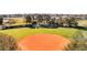 Aerial view of a softball field surrounded by lush greenery at 3716 Plantation Blvd, Leesburg, FL 34748