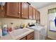 Bright laundry room with modern appliances, ample cabinets, and a utility sink at 4822 Sawgrass Lake Cir, Leesburg, FL 34748