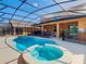 Relax in the screened-in pool and spa area at 804 Orange Cosmos Blvd, Davenport, FL 33837