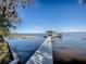 Long dock extending to a covered boat lift at 908 N Lakeshore Blvd, Howey In The Hills, FL 34737