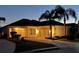 Well-lit single-story house at night with palm trees and a two-car garage at 12060 Se 176Th Loop, Summerfield, FL 34491