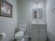 Clean powder room with gray vanity and modern fixtures at 1235 Avenida De Las Casas, The Villages, FL 32159