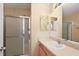 Clean bathroom with a shower/tub combo and modern vanity at 1280 Mount Vernon Way, The Villages, FL 32162