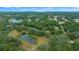 Aerial view of home, showcasing surrounding landscape and pond at 13588 Sw 105Th Pl, Dunnellon, FL 34432