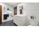 Modern bathroom with white shiplap walls and a white vanity at 1401 Lake Shore Blvd, Tavares, FL 32778