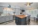 Modern kitchen with gray cabinets, butcher block island, and stainless steel appliances at 1712 Palo Alto Ave, Lady Lake, FL 32159