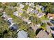 Aerial view of a residential neighborhood with mature trees and houses at 208 Desota Ct, The Villages, FL 32159