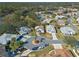 Aerial view of a residential community with houses and a lake at 21509 Castle View Ct, Leesburg, FL 34748