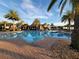 Resort-style pool with palm trees and lounge chairs at 97 Bayou Bend Rd, Groveland, FL 34736