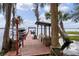 Private waterfront dock with covered seating area at 1660 1St St, Clermont, FL 34711