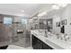 Elegant bathroom with double vanity, large shower, and modern fixtures at 9287 Sw 102Nd Avenue Rd, Ocala, FL 34481