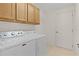 Laundry room with washer, dryer and built-in cabinets at 17030 Se 79Th Clearview Ave, The Villages, FL 32162