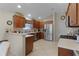 Modern kitchen with stainless steel appliances and an island at 2240 Avon Loop, The Villages, FL 32162