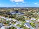 Aerial view of the desirable community showing lakes and landscaping, highlighting many of the well-maintained homes at 25941 Newcombe Cir, Leesburg, FL 34748