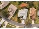 Aerial view showcasing the home's lot with mature trees and proximity to neighborhood amenities at 26908 Honeymoon Ave, Leesburg, FL 34748