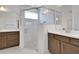Bathroom with a large glass shower and double sink at 5119 Firebush Dr, Apopka, FL 32712