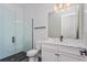 Modern bathroom with white subway tile and a glass shower at 5155 Firebrush Dr, Apopka, FL 32712