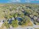 Aerial view of a house surrounded by trees in a residential neighborhood at 1101 Lantana Dr, Eustis, FL 32726