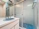 Bathroom with a blue sink and shower at 1130 Elysium Blvd, Mount Dora, FL 32757